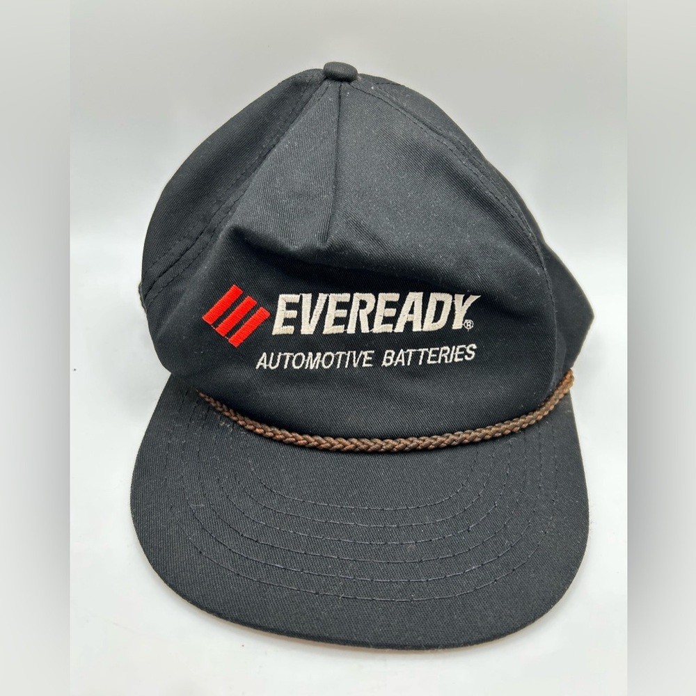 Interstate Batteries Racing trucker hat black vintage Made USA W/ Rope